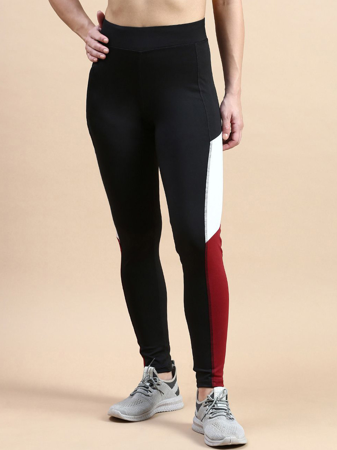 Kaali Peeli Colourblocked High-Waist Ankle Length Tights