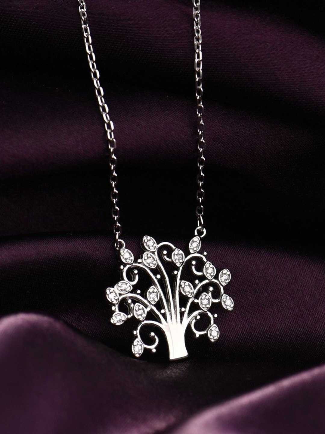 RACHIVA 925 Sterling Silver Tree of Wisdom Silver Pendant with Link Chain