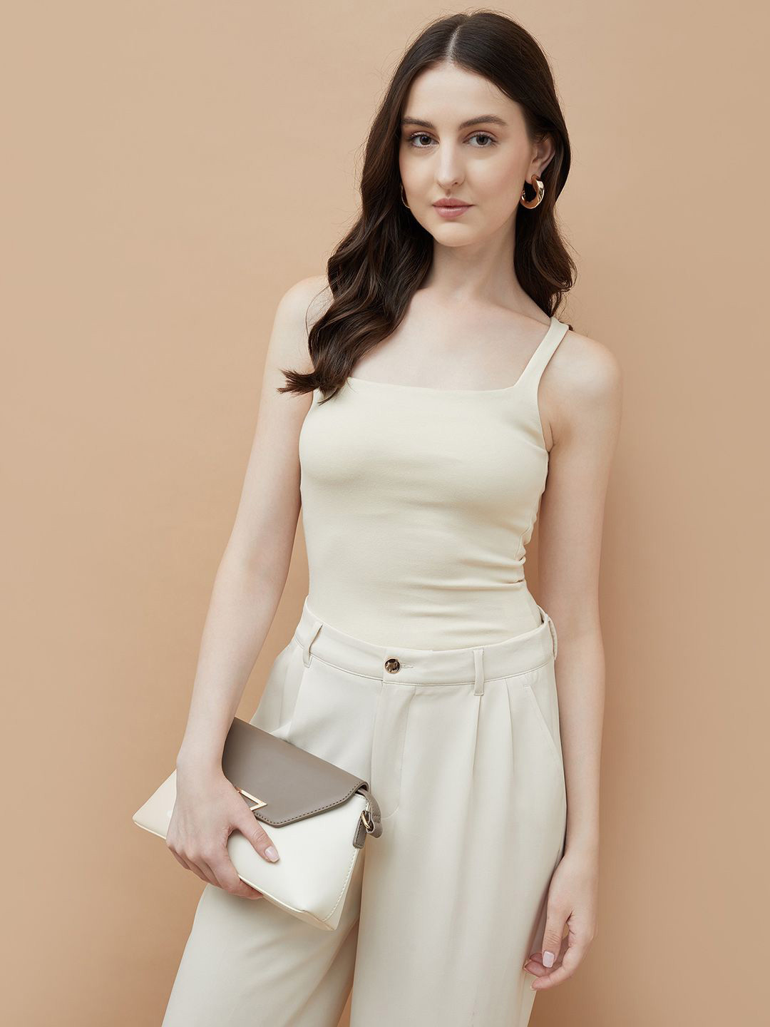 CODE by Lifestyle Women Square Neck Cotton Fitted Top