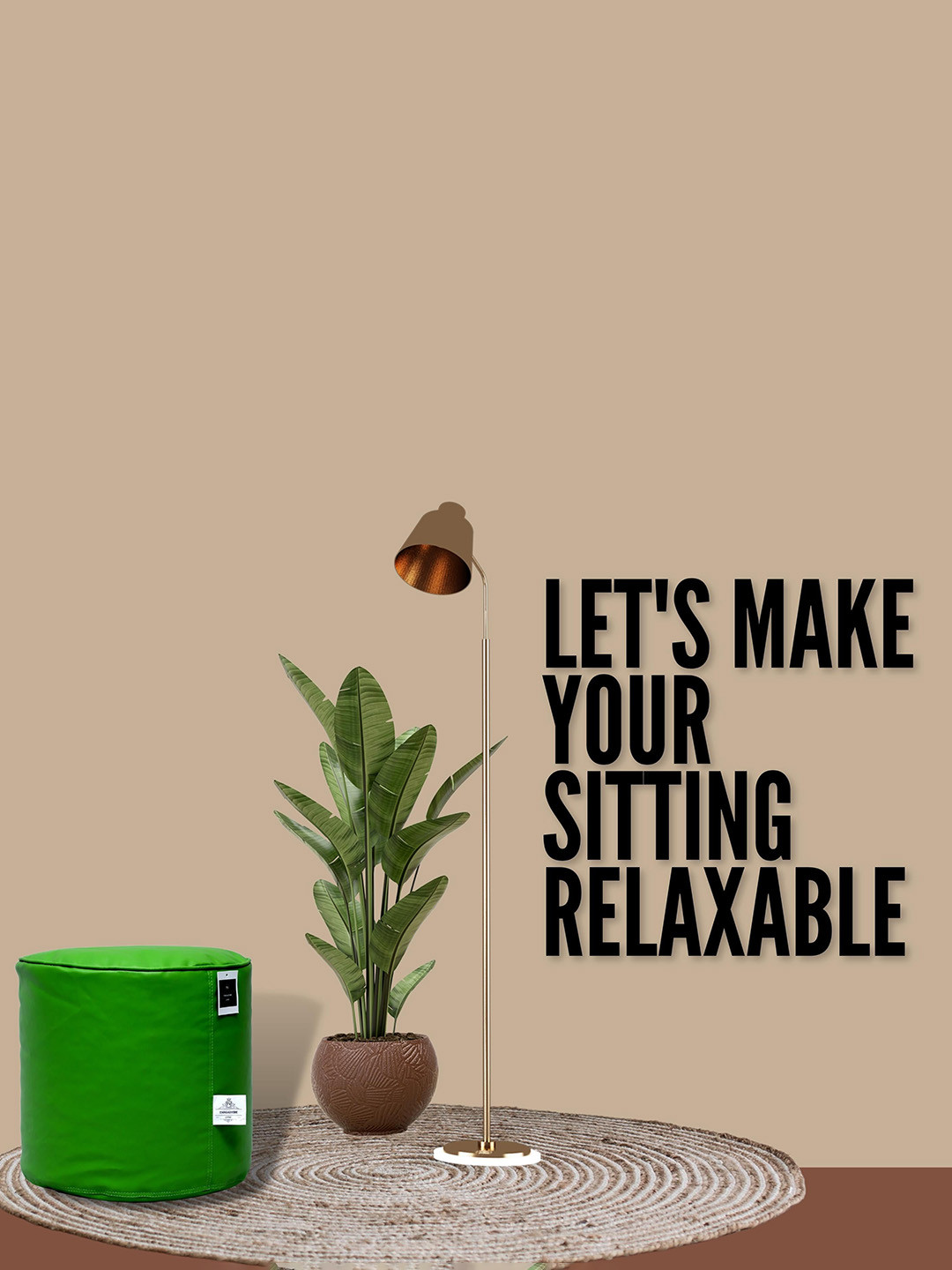 THREADVIBE LIVING Green Bean Bag Footstool