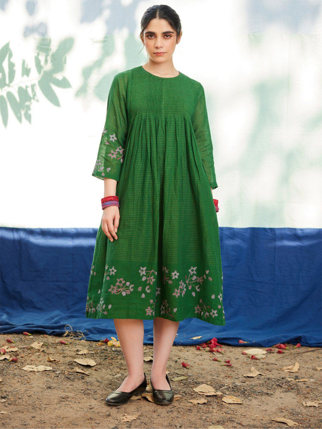 Sarron Women Cotton A-Line Midi Dress