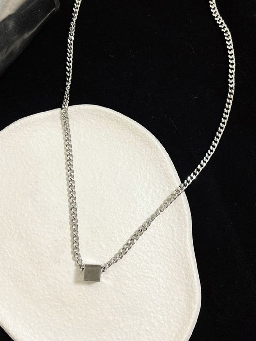 MYKI Brilliant Silver-Plated Stainless Steel Pendant With Chain