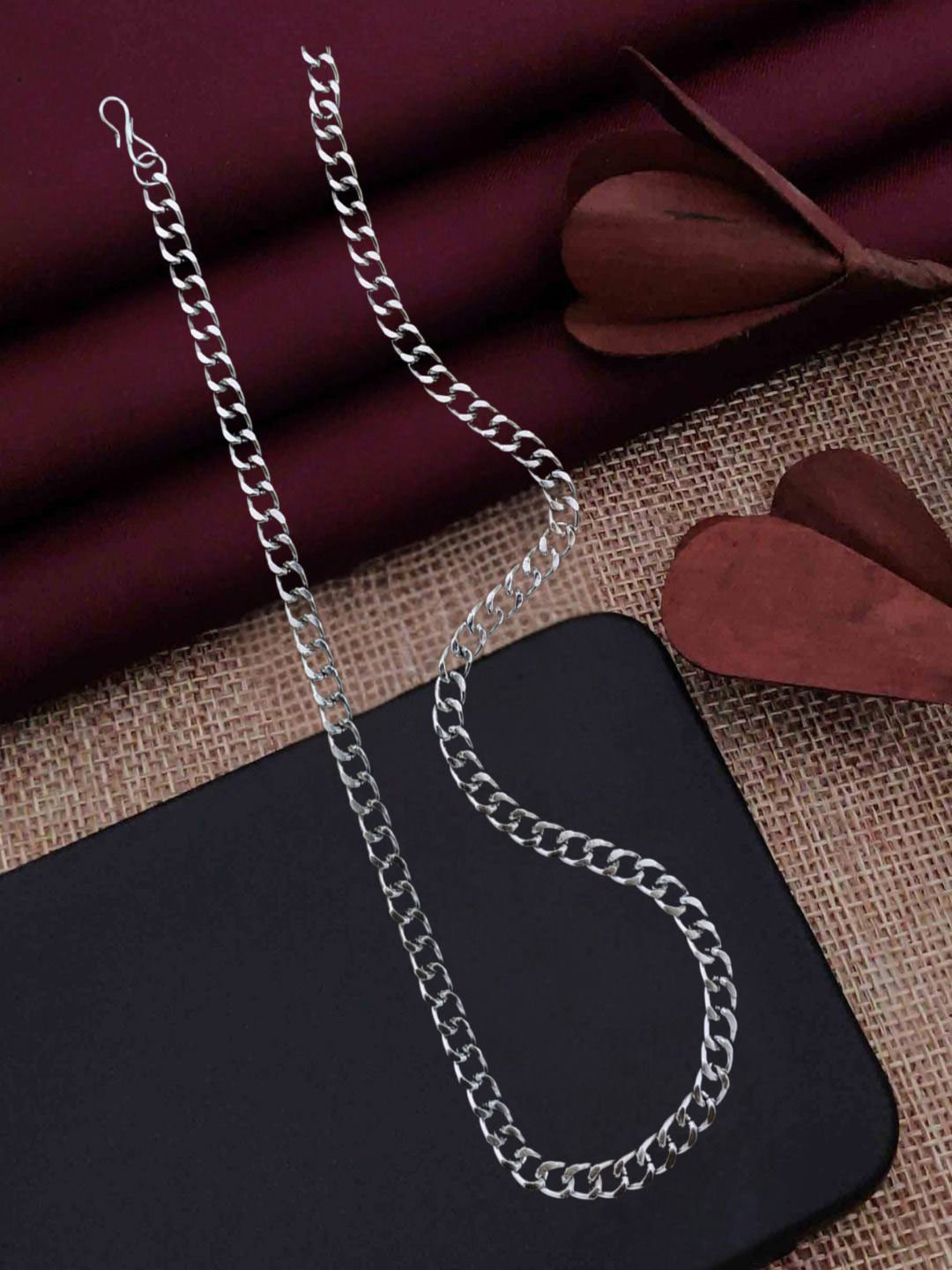 SOLIBELLE Men Silver-Plated Minimal Link Chain