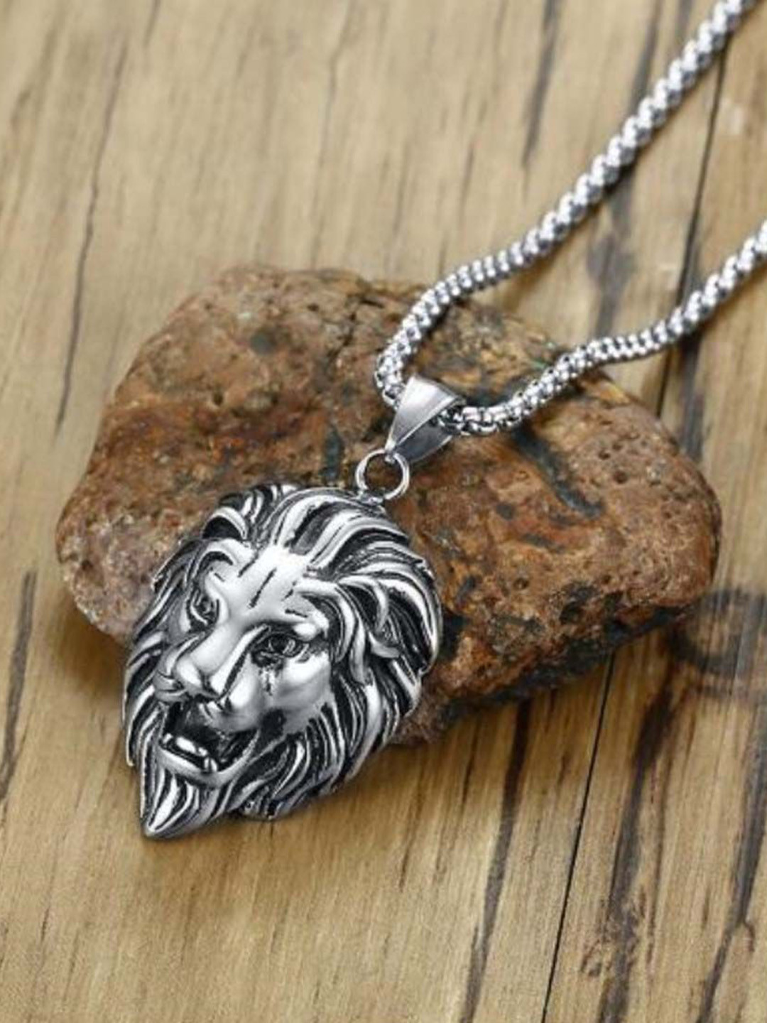 M Men Style Silver-Plated Lion Head Hip Hop Bikers Pendants
