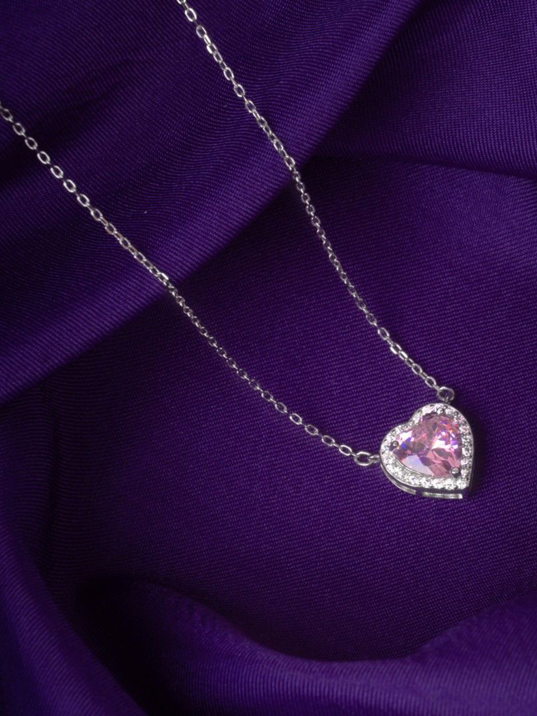 RACHIVA 925 Sterling Silver Heart Shaped Pendant with Chain