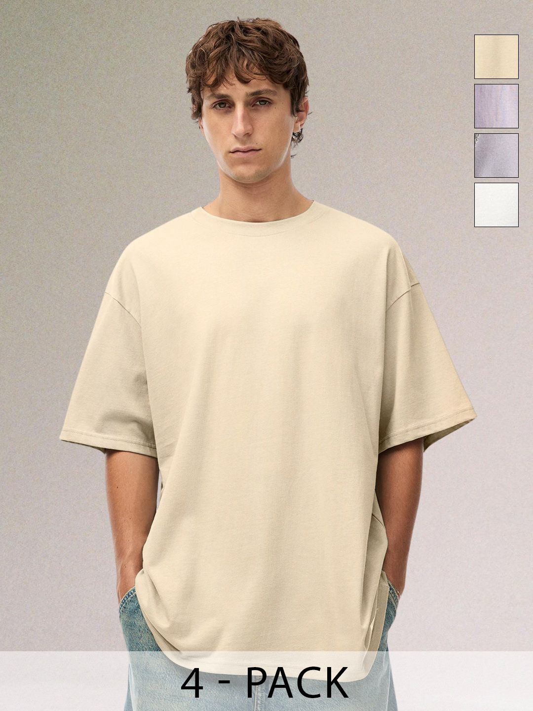PRONK Men Oversized Solid T-shirts Pack