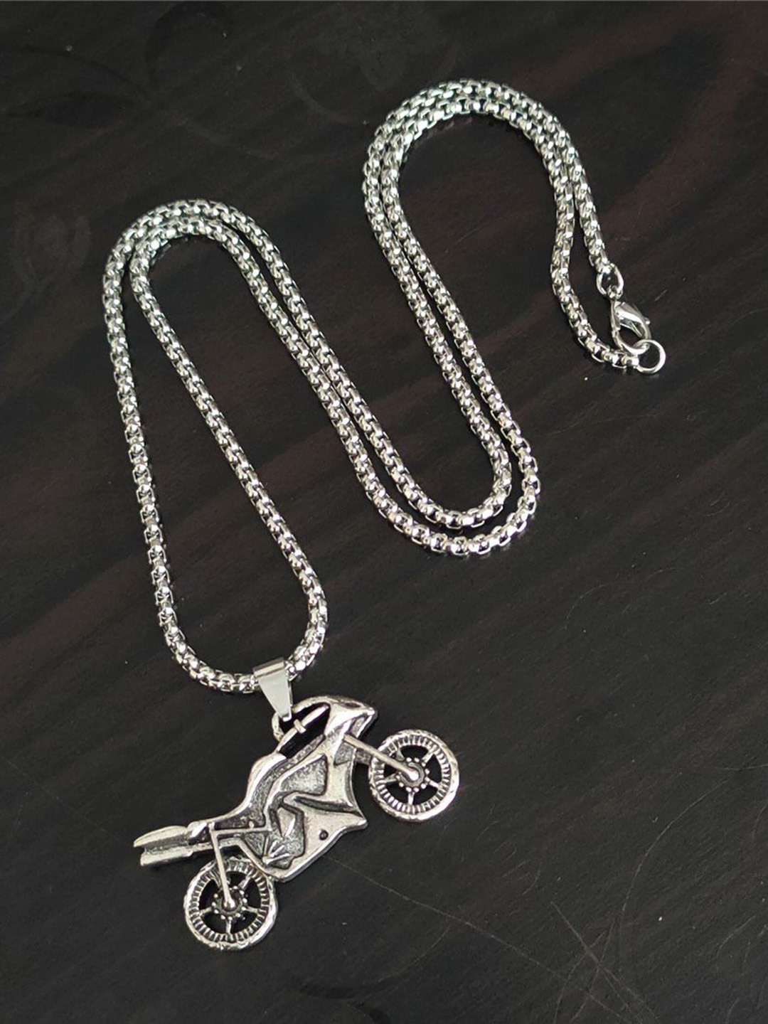 M Men Style Silver-Plated Motorcycle Shaped Pendants