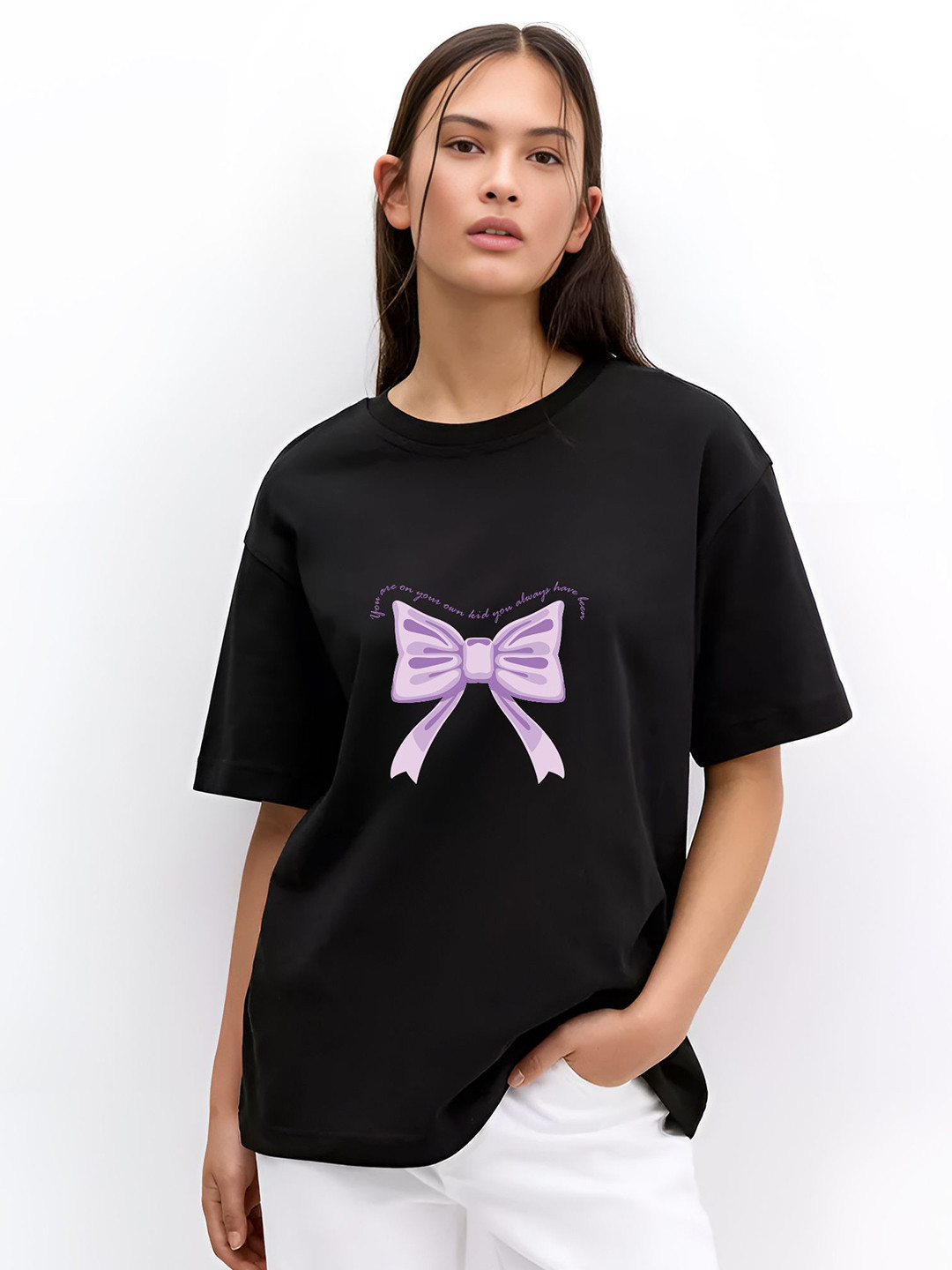 Backbenchers Women Typography Printed Extended Sleeves Pockets T-shirt
