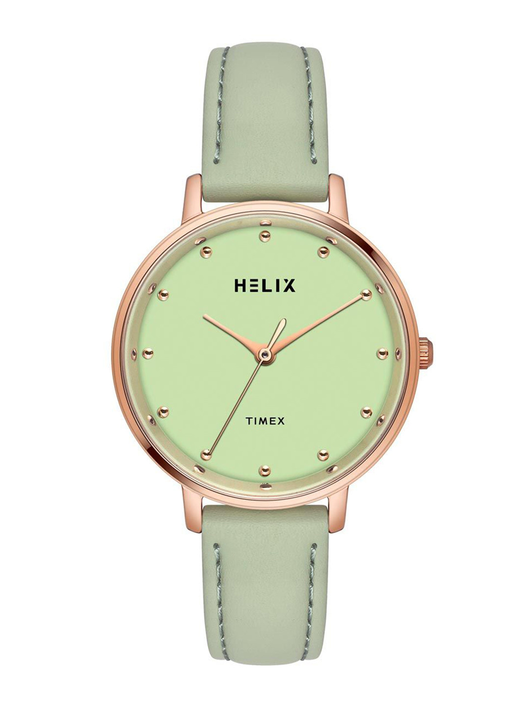 Helix By Timex Green Round Dial Analog Leather Women Watch - TW056HL00