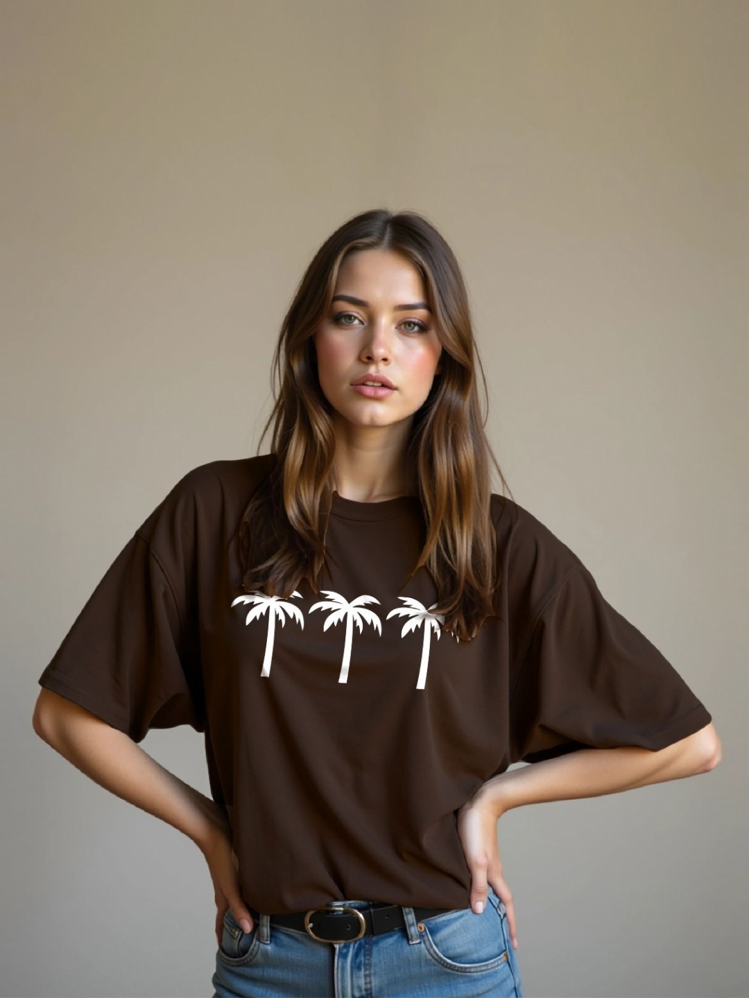 TOGS & TERRE Women Floral Printed Round Neck Cotton Oversized T-shirt