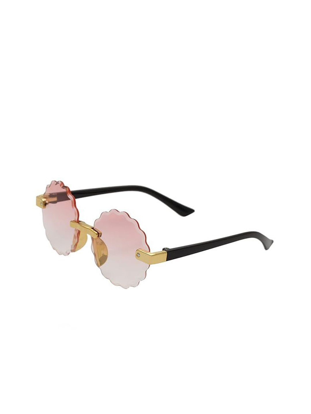SHOP FRENZY Kids Round Sunglasses with UV Protected Lens Rimless flower pink sunglass