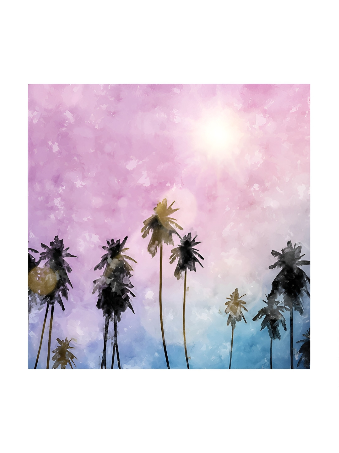 RANDOM Pink & Blue Palm Trees Floral And Botanical Canvas Wall Art