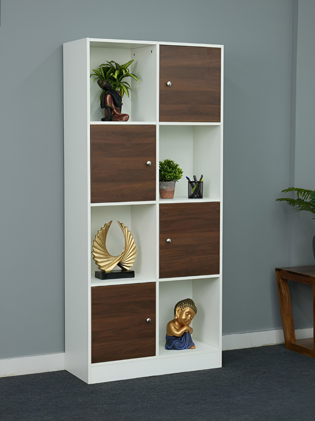 Royaloak Brown & White Wooden Combination Milan Italian Book Shelf