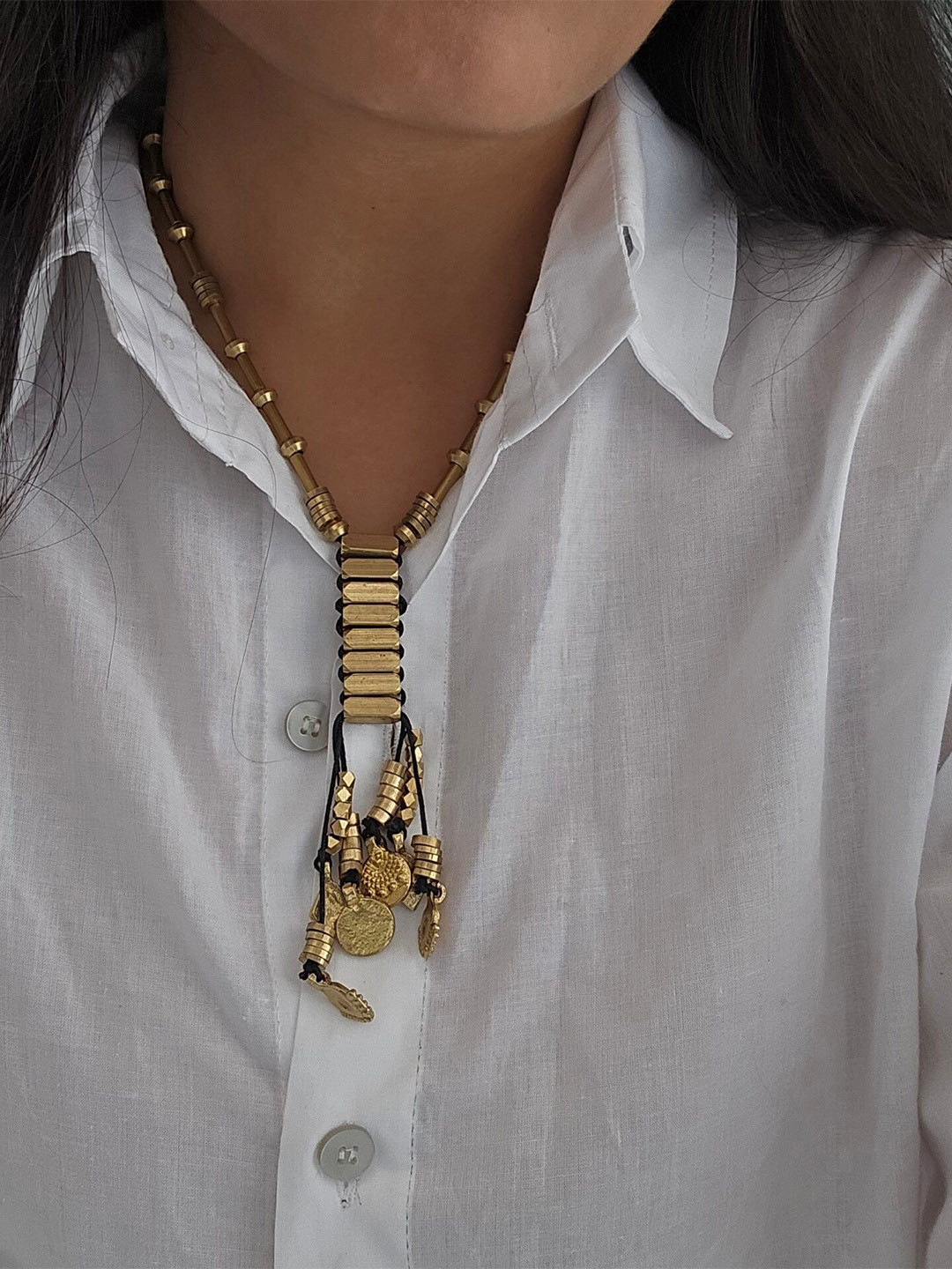 Studio Anviksha Golden Gleam Tasselled Statement Necklace