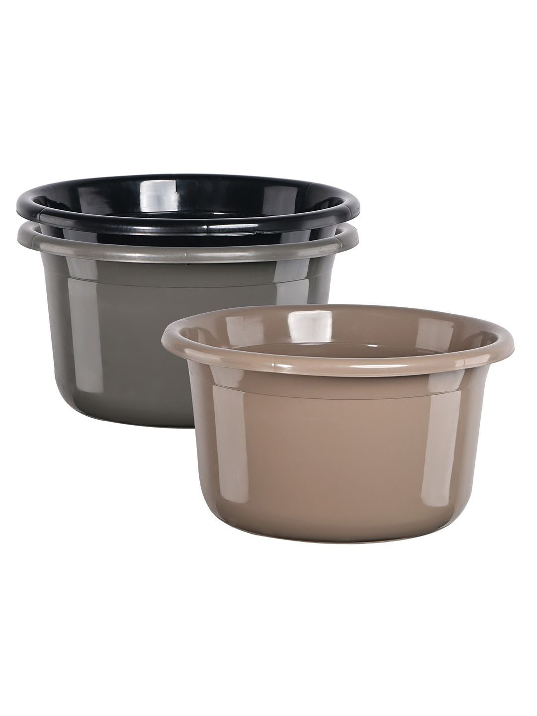 Kuber Industries Brown & Black 3 Pieces Light Weight Bath Tubs