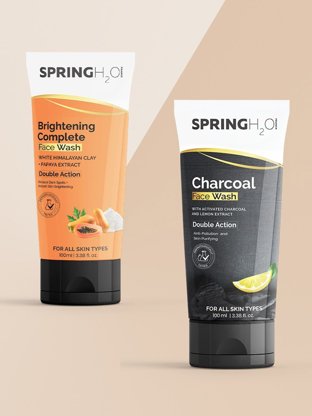 Spring H2O Set Of 2 Brightening Complete & Charcoal Face Wash - 100 ml Each