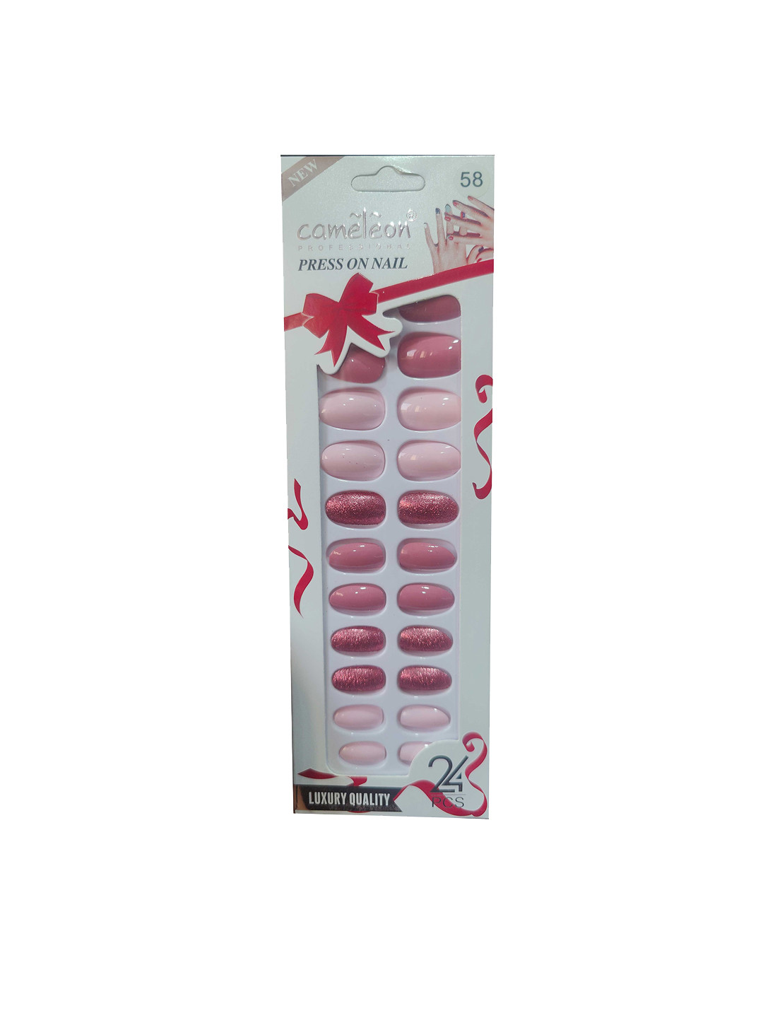 Cameleon Press On Nails With Filer & Glue - Tab 58 - 24 Pieces