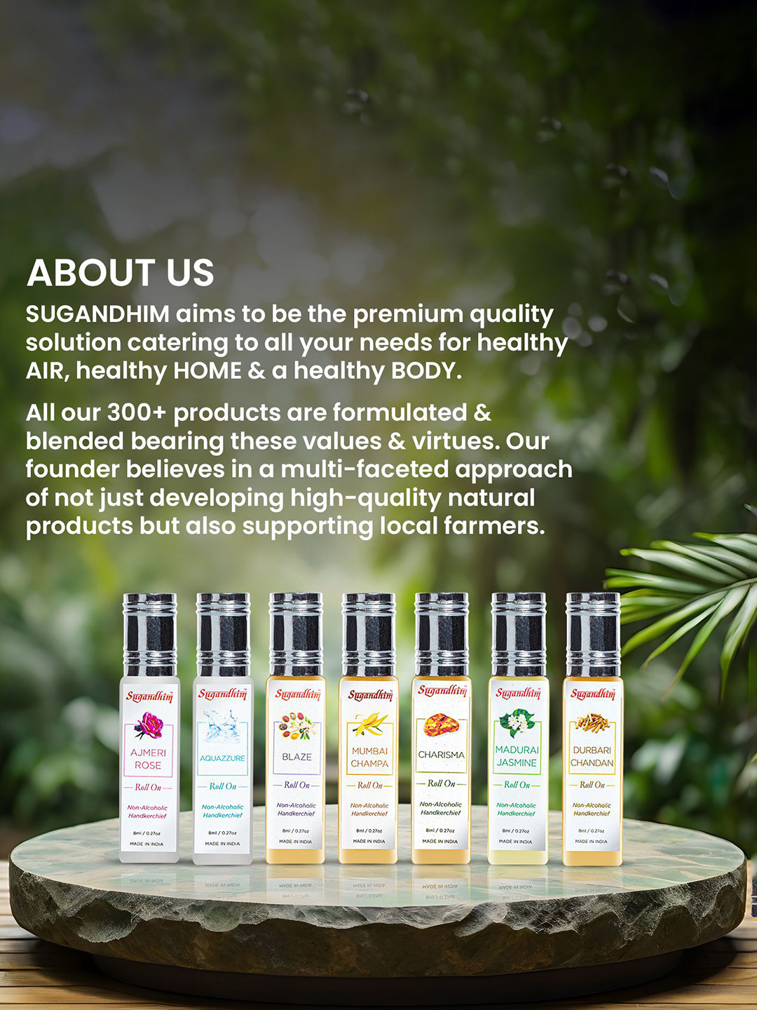 Sugandhim Ajmeri Rose Roll-On Perfume Non-Alcoholic Floral & Long-Lasting - 8ml