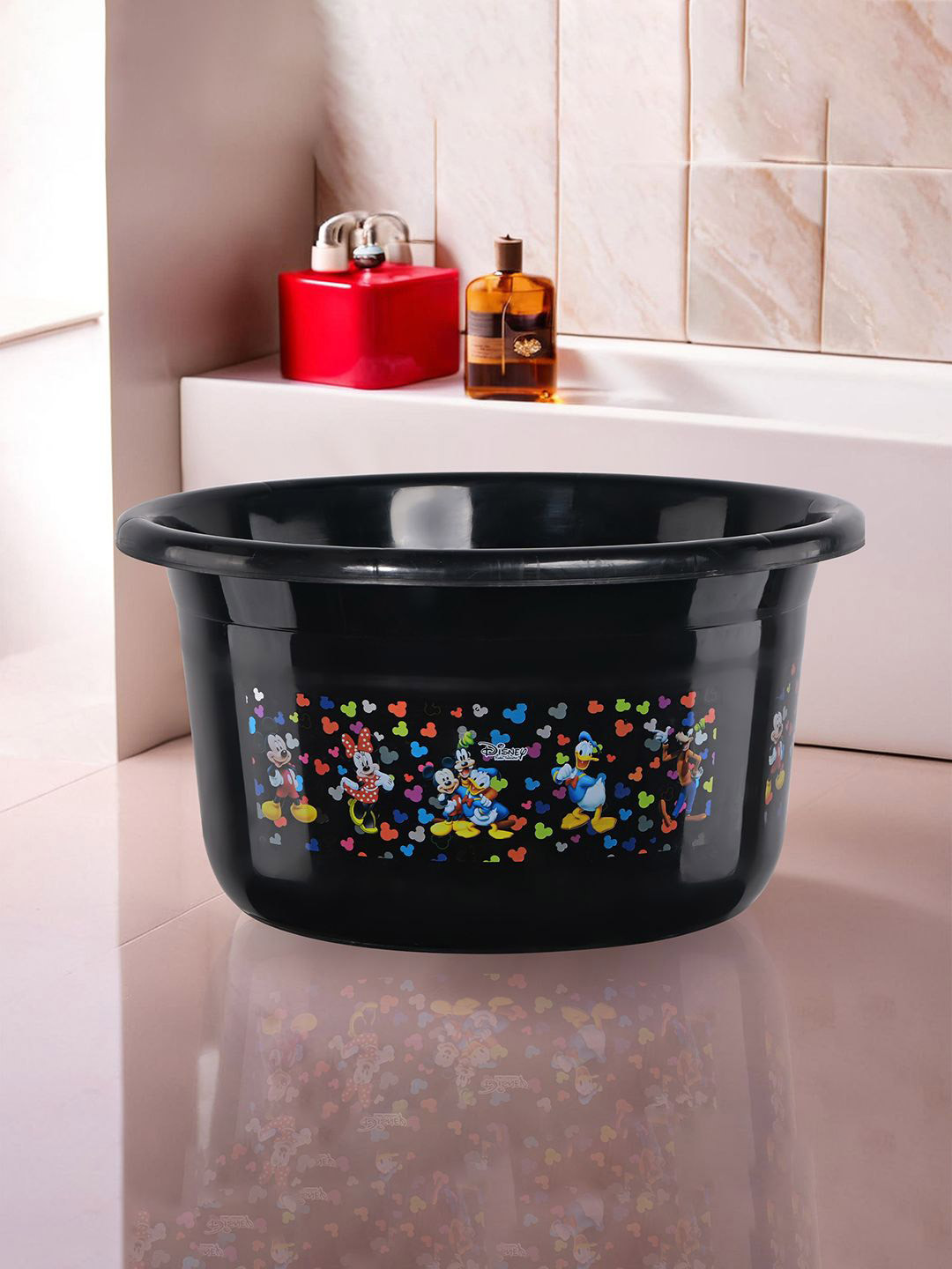 Kuber Industries Black & Red Bath Tub 25 L