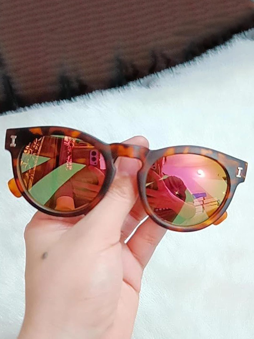 SHOP FRENZY Kids Round Sunglasses with UV Protected Lens Sunglass Tiger Aviator Brwn Pink