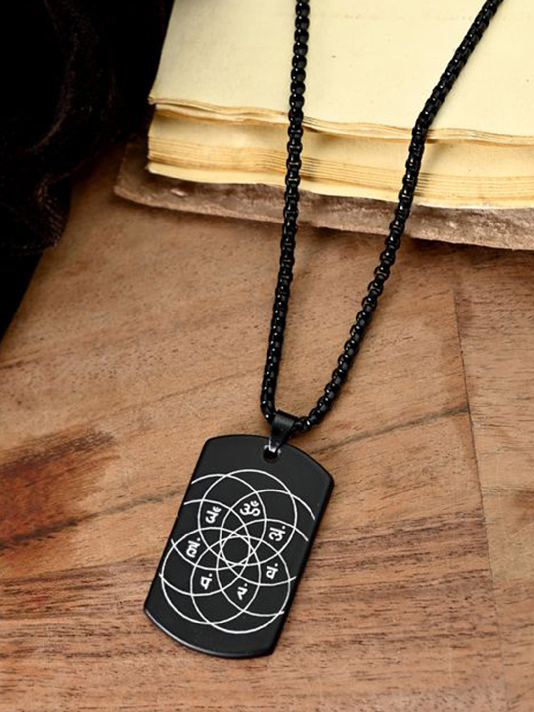 AGARWALPRODUCT Unisex Sterling Silver Balance 7 Chakra Tag Pendant With Chain