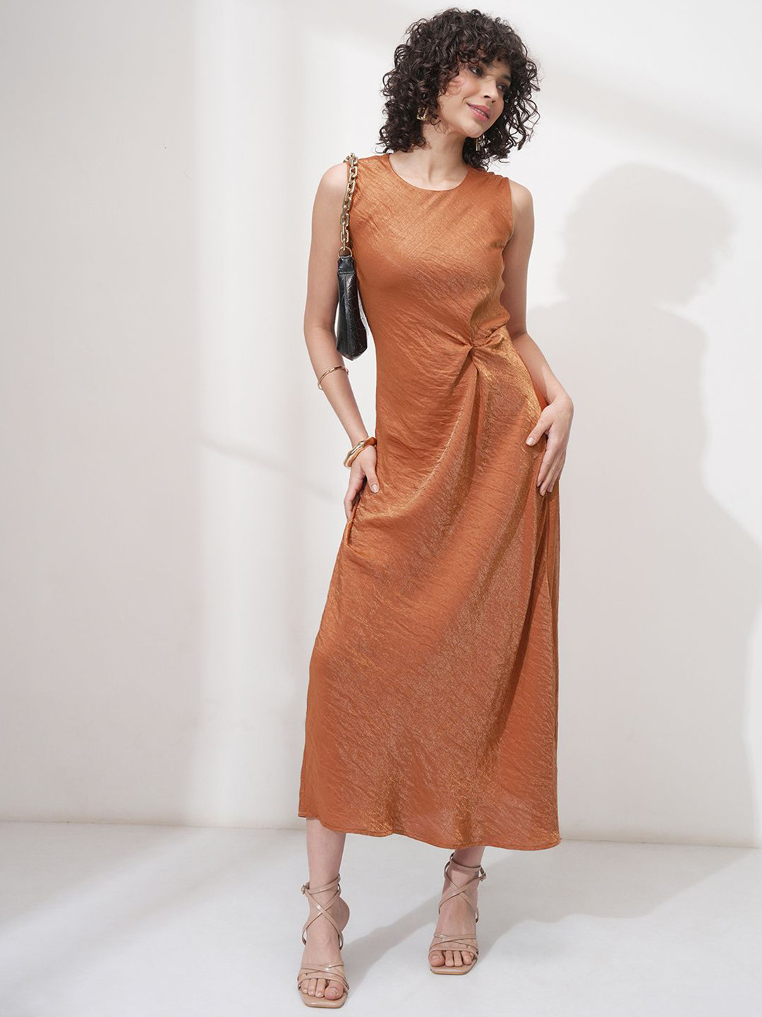 ESPYR By Tokyo Talkies Women Copper Sleevless Maxi Dress