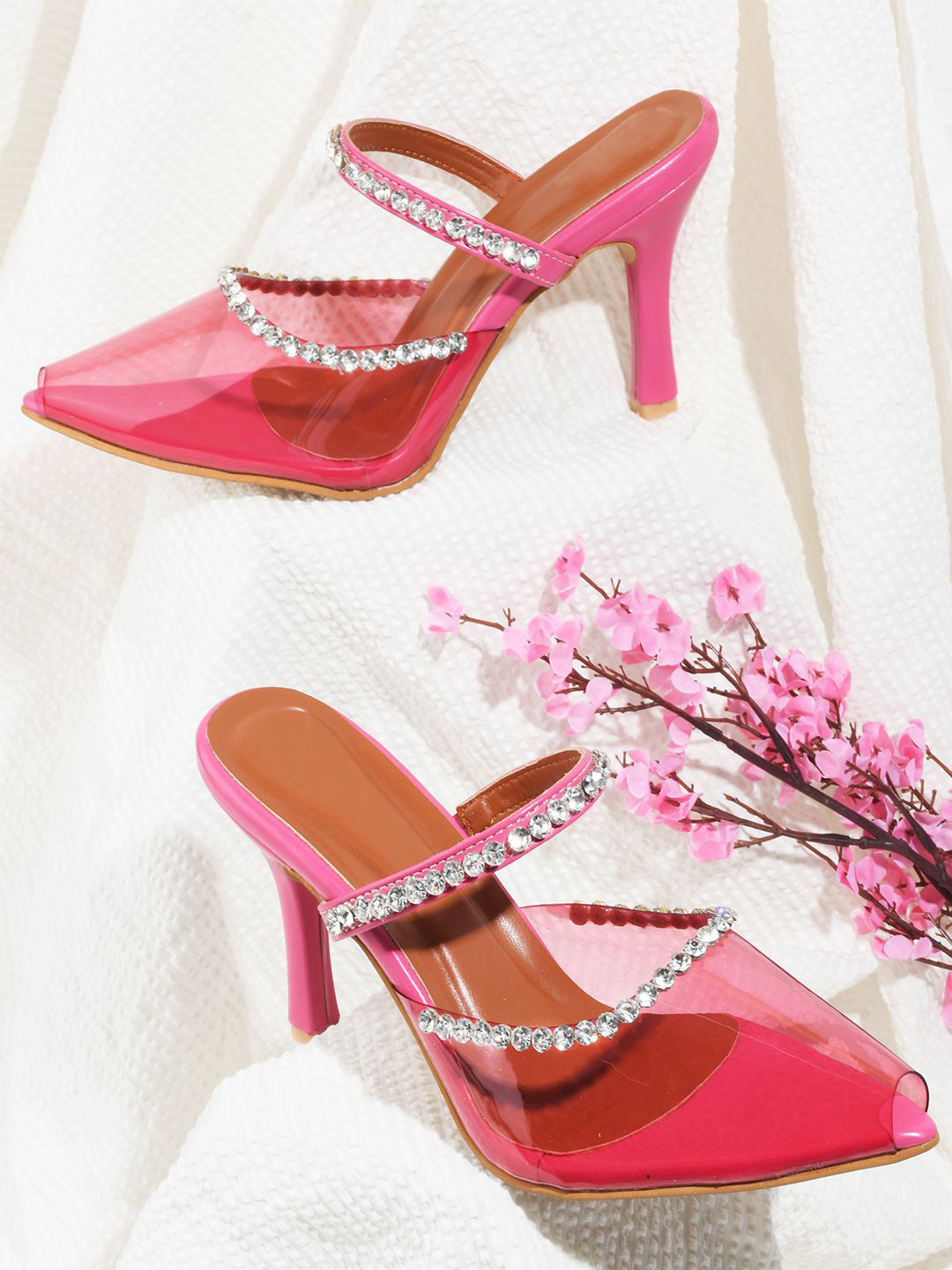 Froh Feet Women Peep Toes Kitten Heels Sandals with Western Embellished