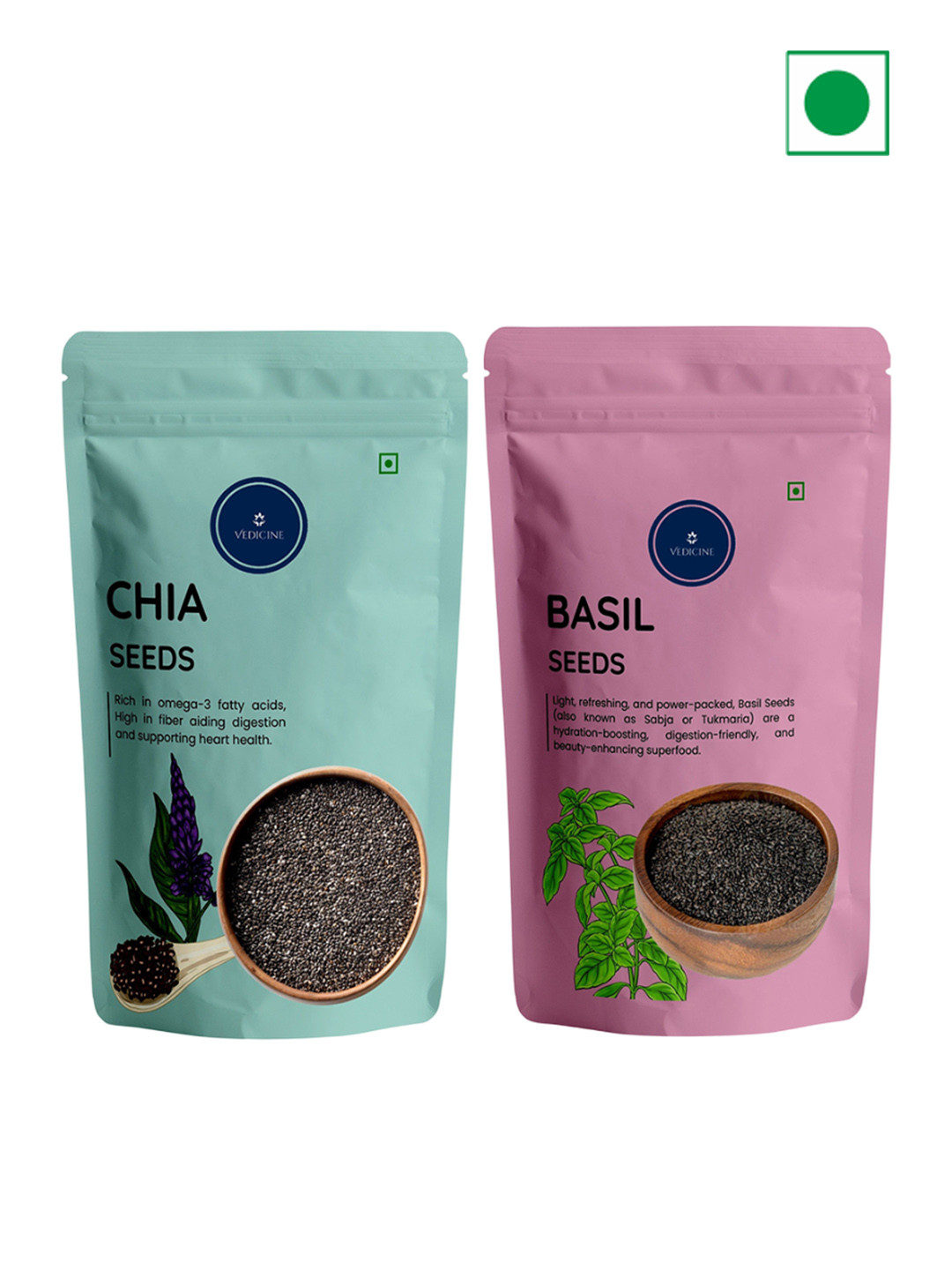VEDICINE Set Of 2 Chia Basil Seeds 150gm Each