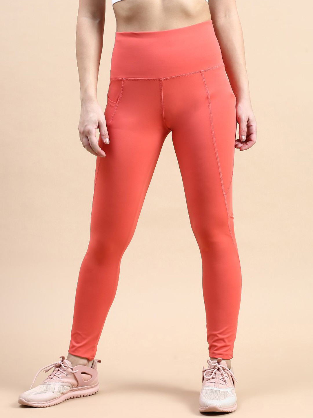 Kaali Peeli High Waist Ankle Length Workout Tights With Key Pockets