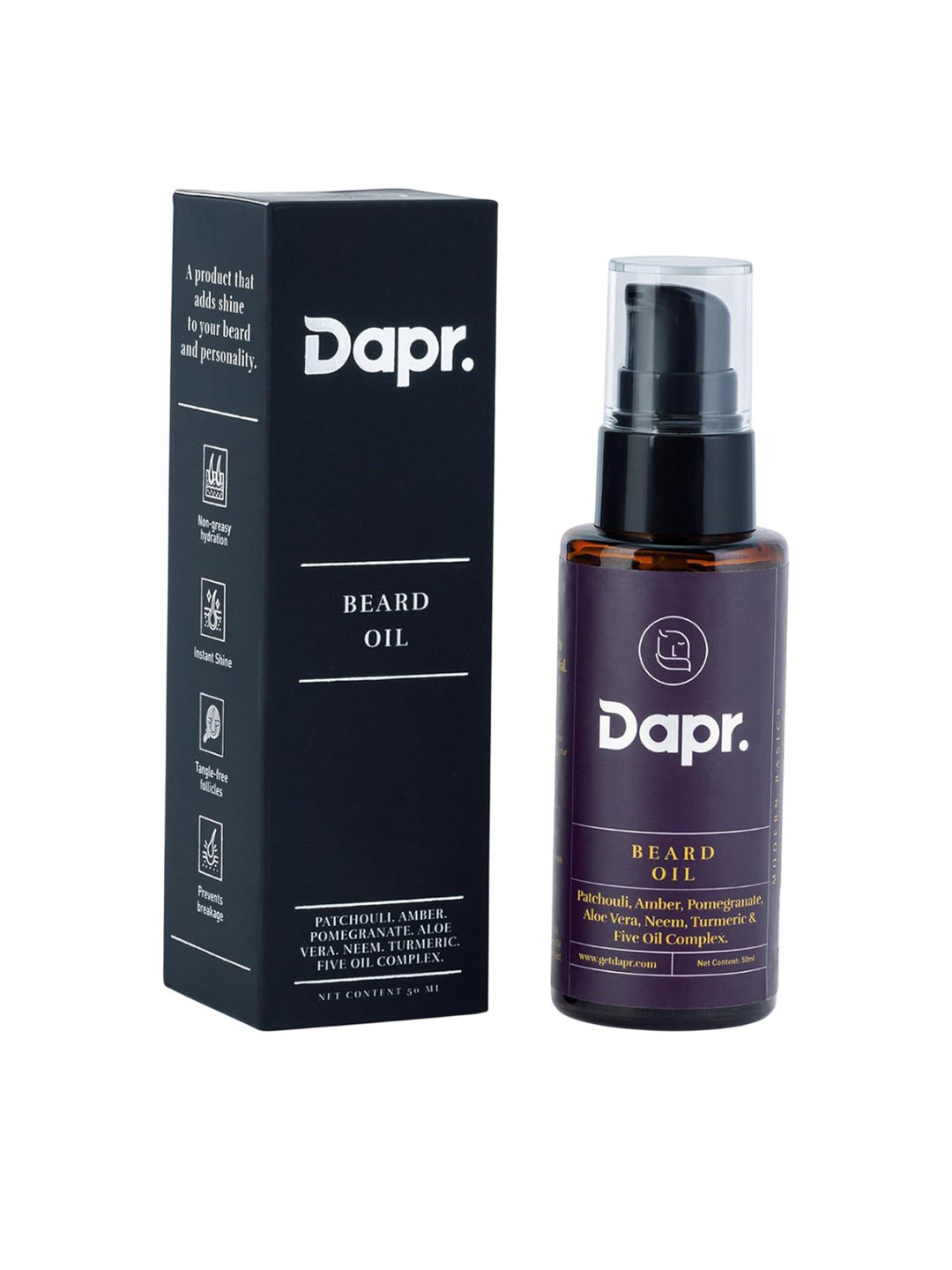 Dapr. Beard Oil For Instant Shine With Aloevera - 50 ml