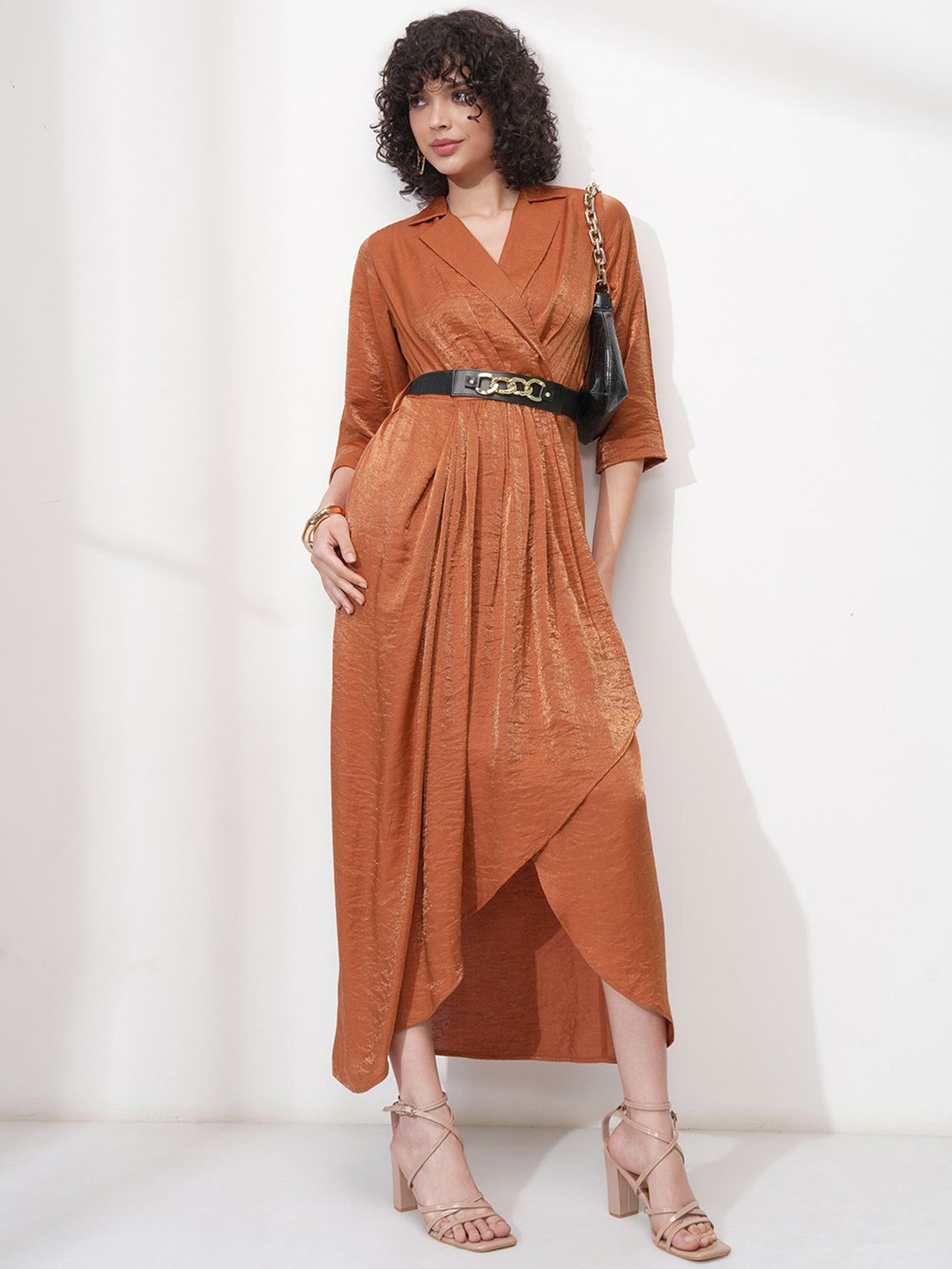 ESPYR By Tokyo Talkies Women Shimmer Wrap Drapped  Dress