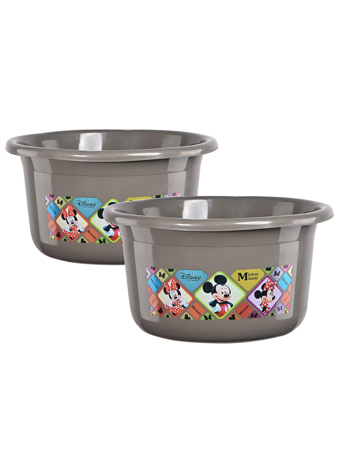 Kuber Industries Grey & Black 2 Pieces Disney Check Printed Light Weight Bath Tubs