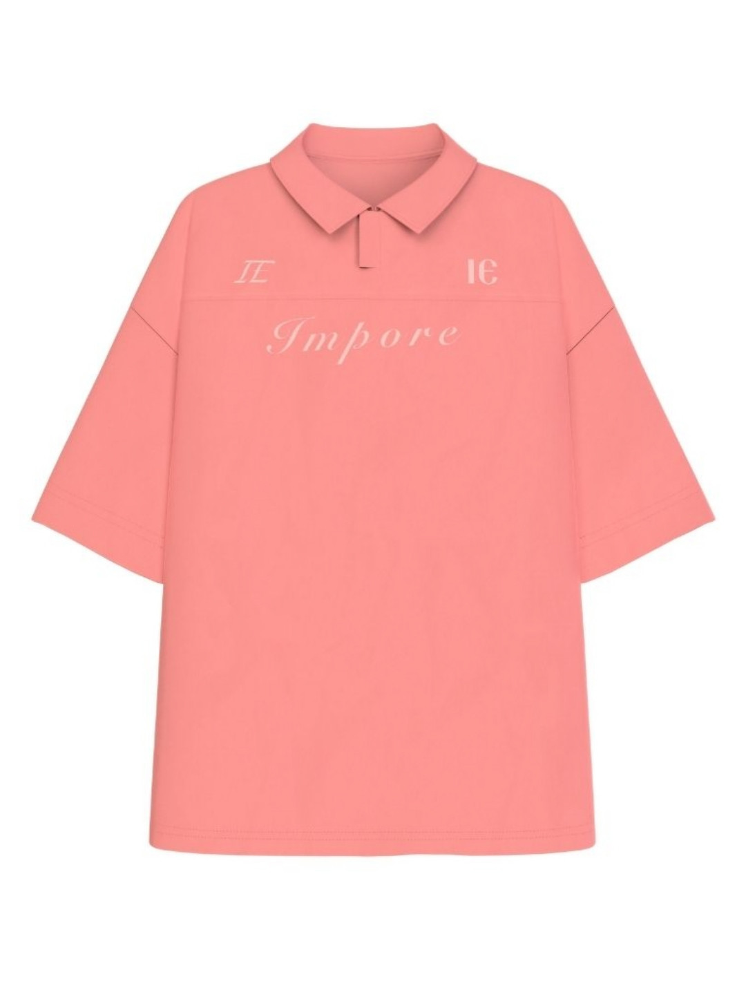 IMPORE Men Polo Collar Oversized Pink T-shirt