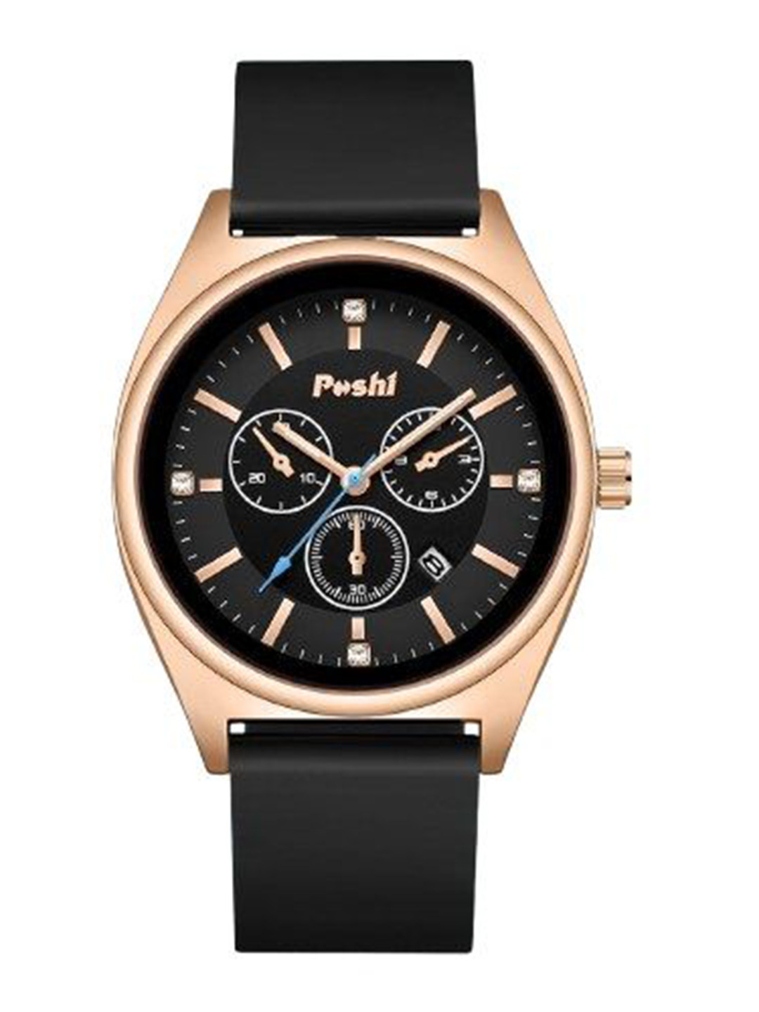 Poshi Women Round Dial Silicone Strap Watch with Adjustable Clasp