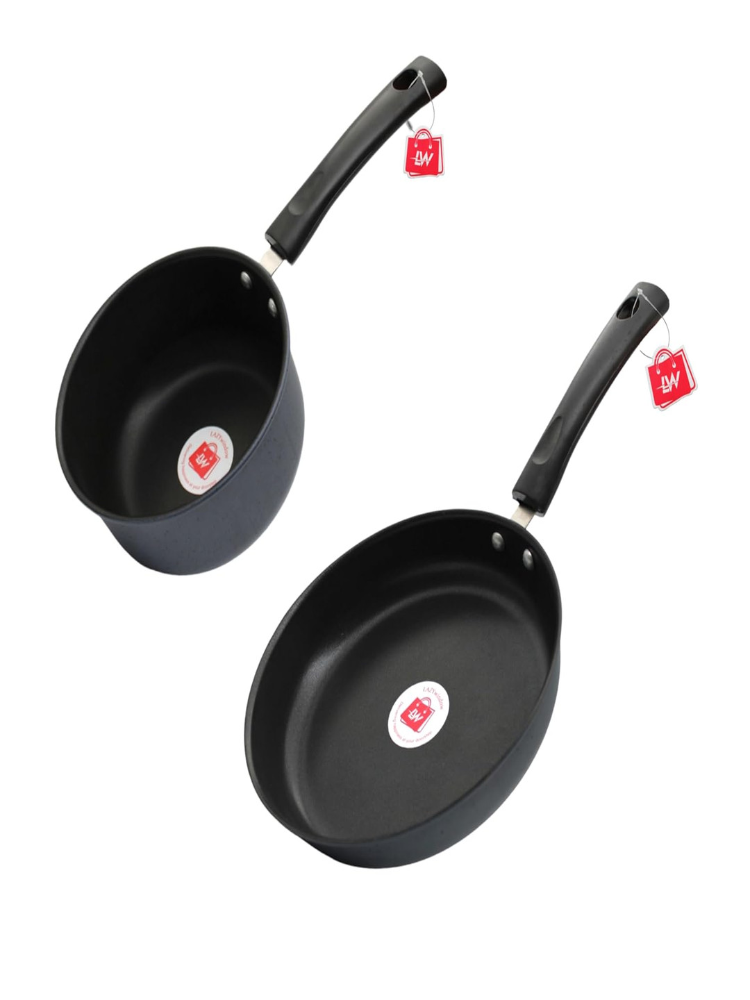 LAZYwindow Black 2 Pieces  Stainless Steel Dishwasher And Microwave Safe Cookware Set