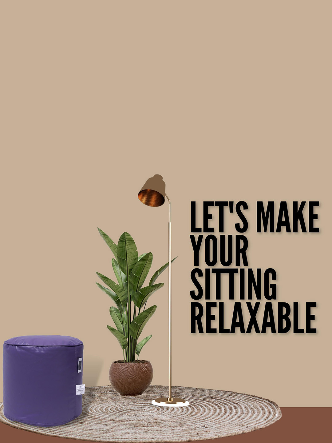 THREADVIBE LIVING Purple Movable Bag Footstool