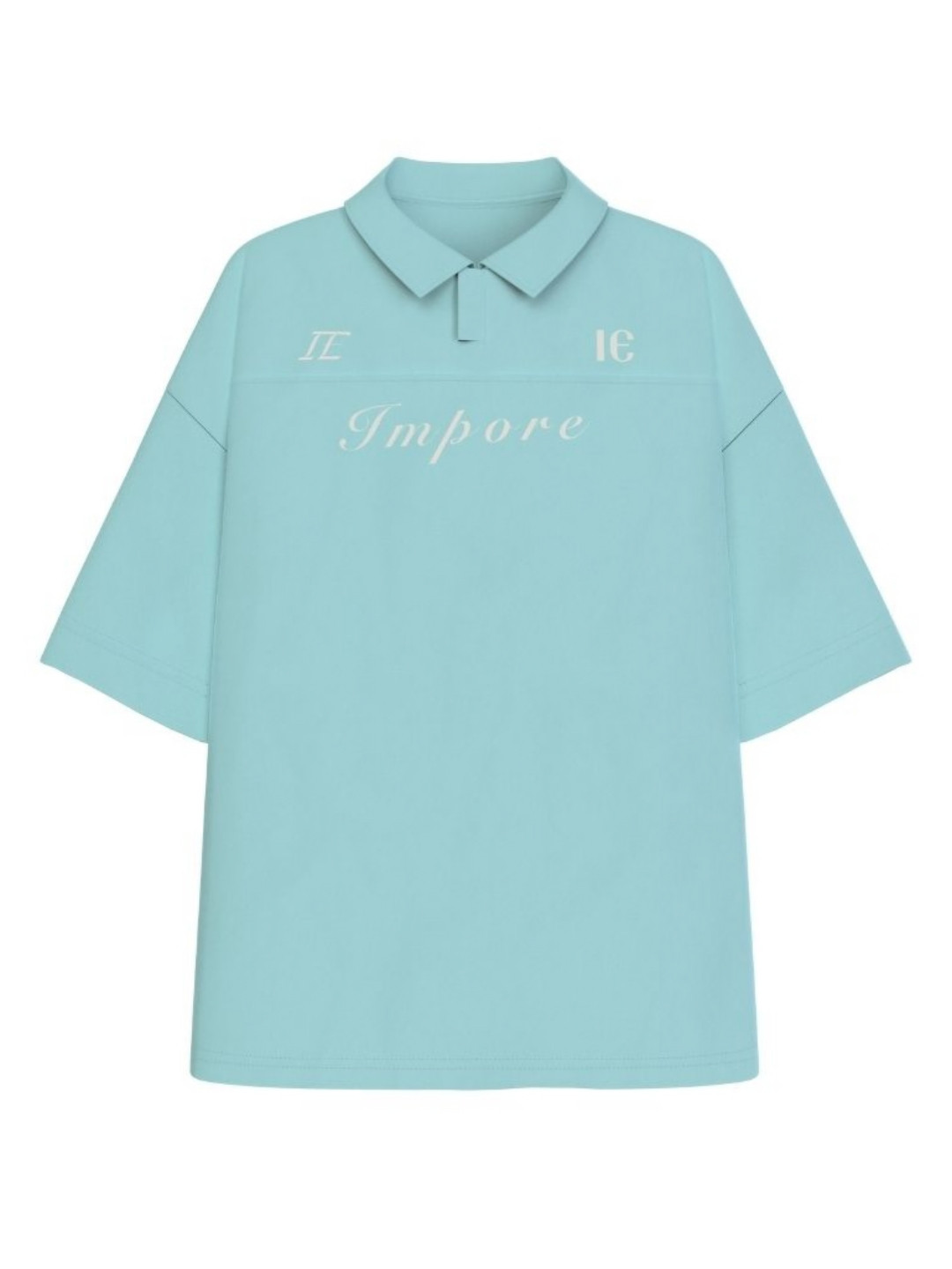 IMPORE Men Polo Collar Typography Oversized T-shirt