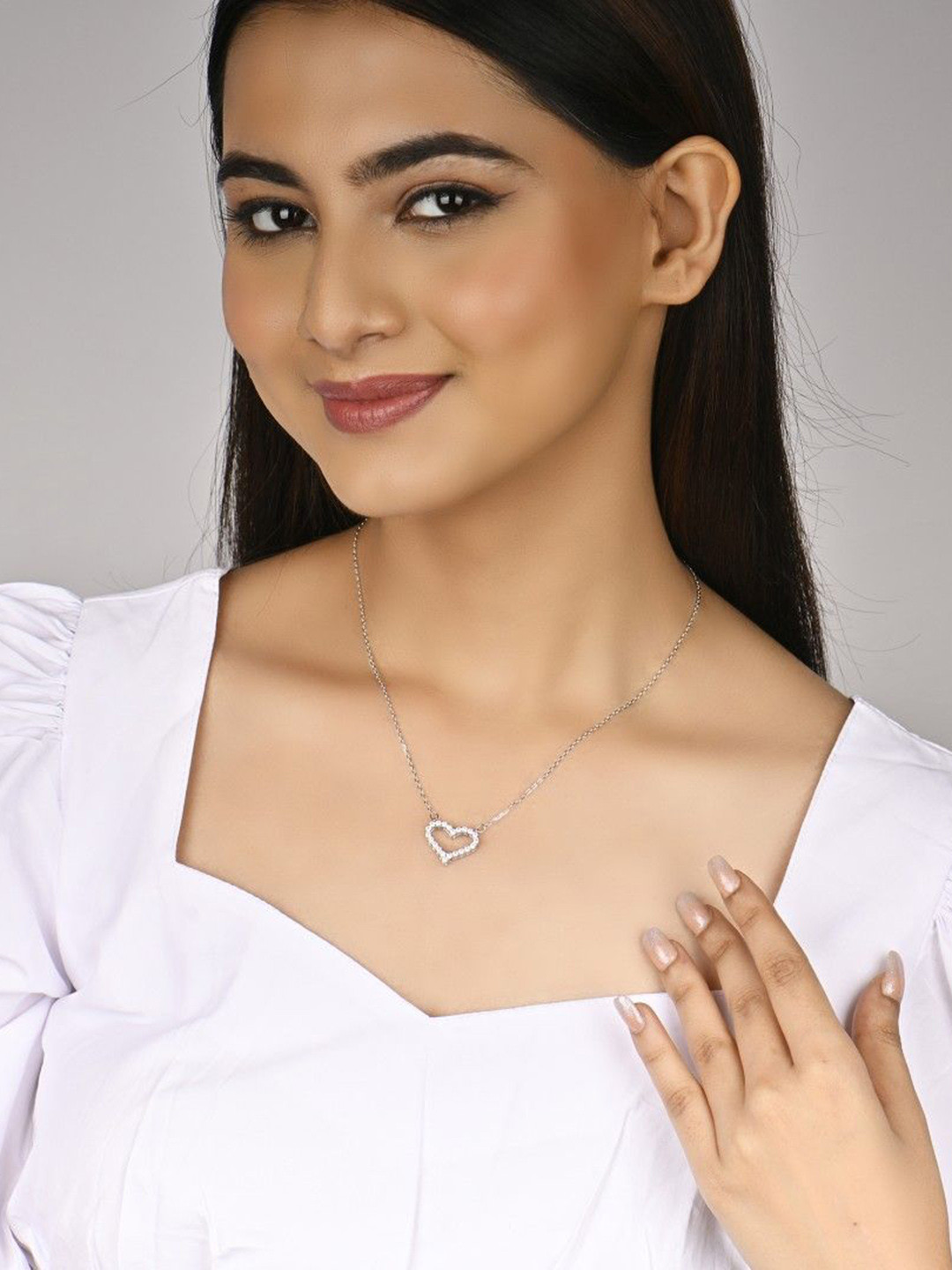 RACHIVA 925 Sterling Silver Heart Affection Love Pendant with Link Cha