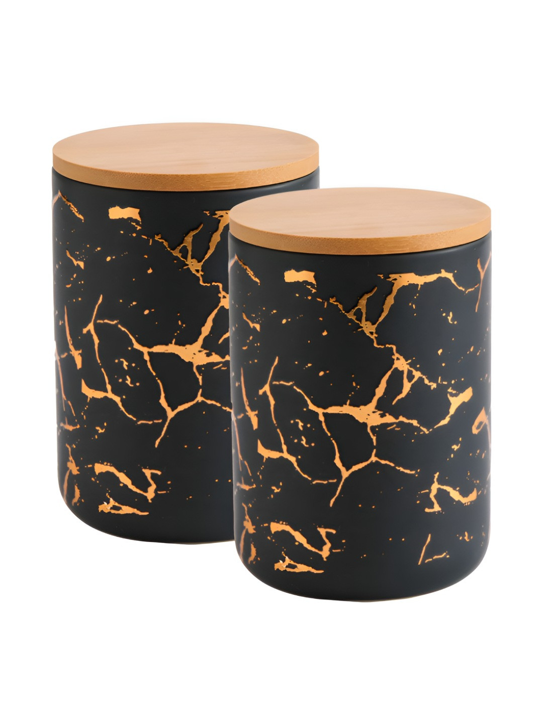 The Better Home Black Marble Ceramic Air Tight 2 Piece Clip-On Canister-800ml