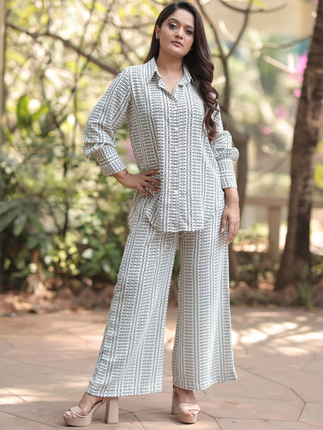 Svamsa Printed Long Sleeves Shirt With Palazzo