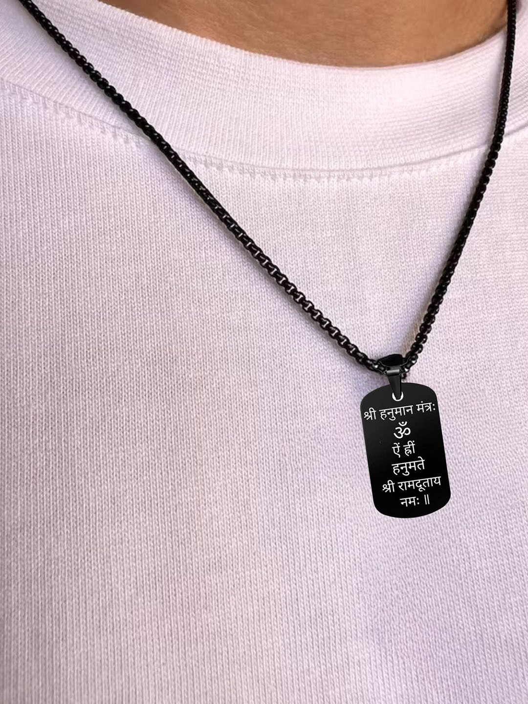 M Men Style Men Stainless Steel Square Shaped Om Ham Hanumate Pendants