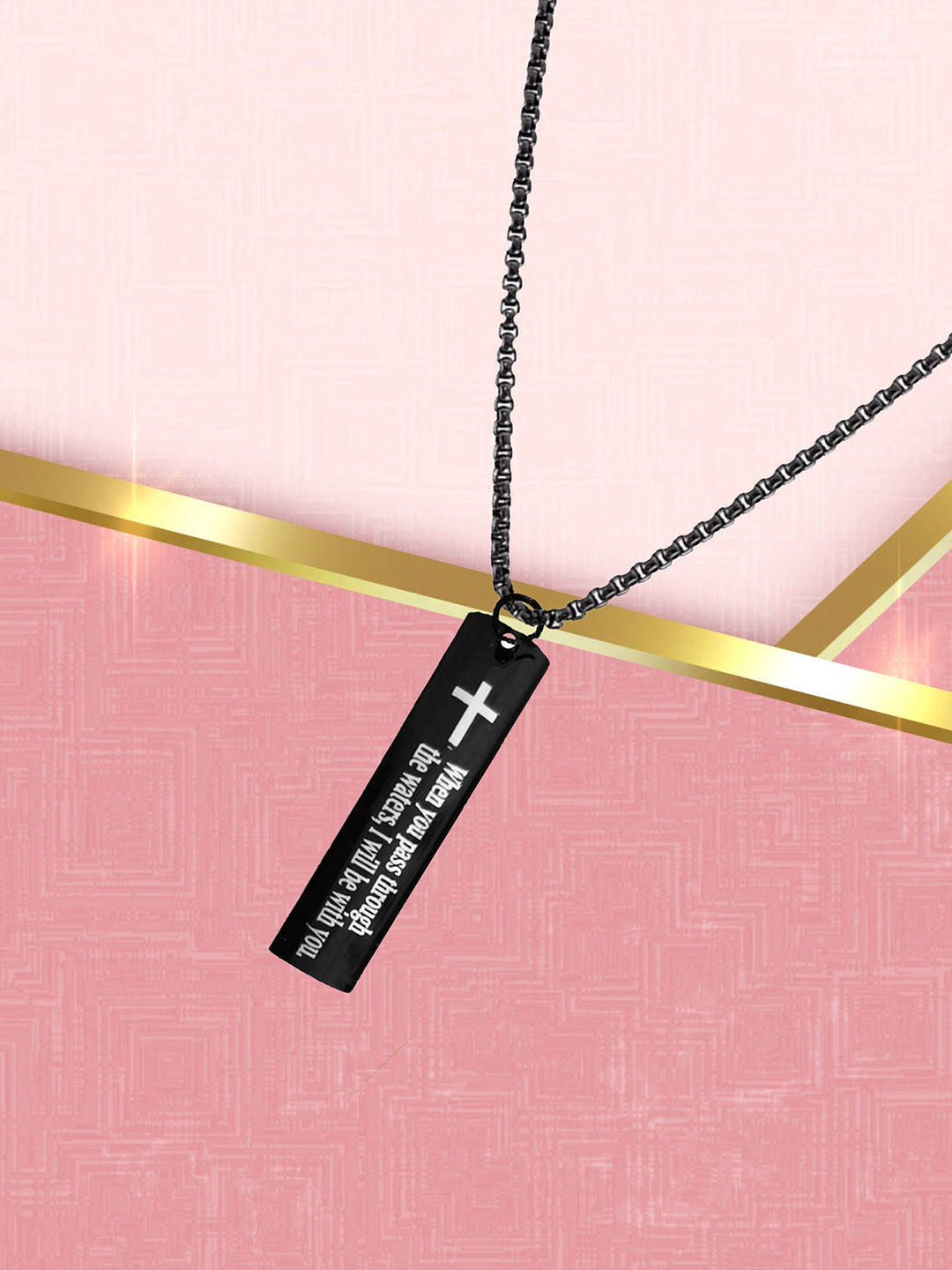 M Men Style Men Stainless Steel Christian Bar Bible Pendant With Chain