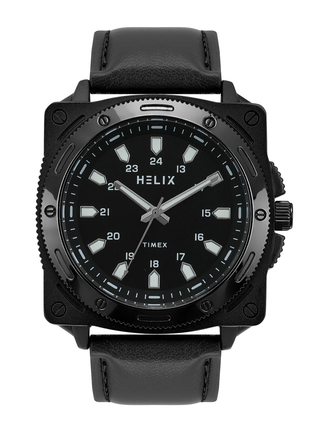 Helix Men Black Round Dial Analog Watch - TW062HG00T