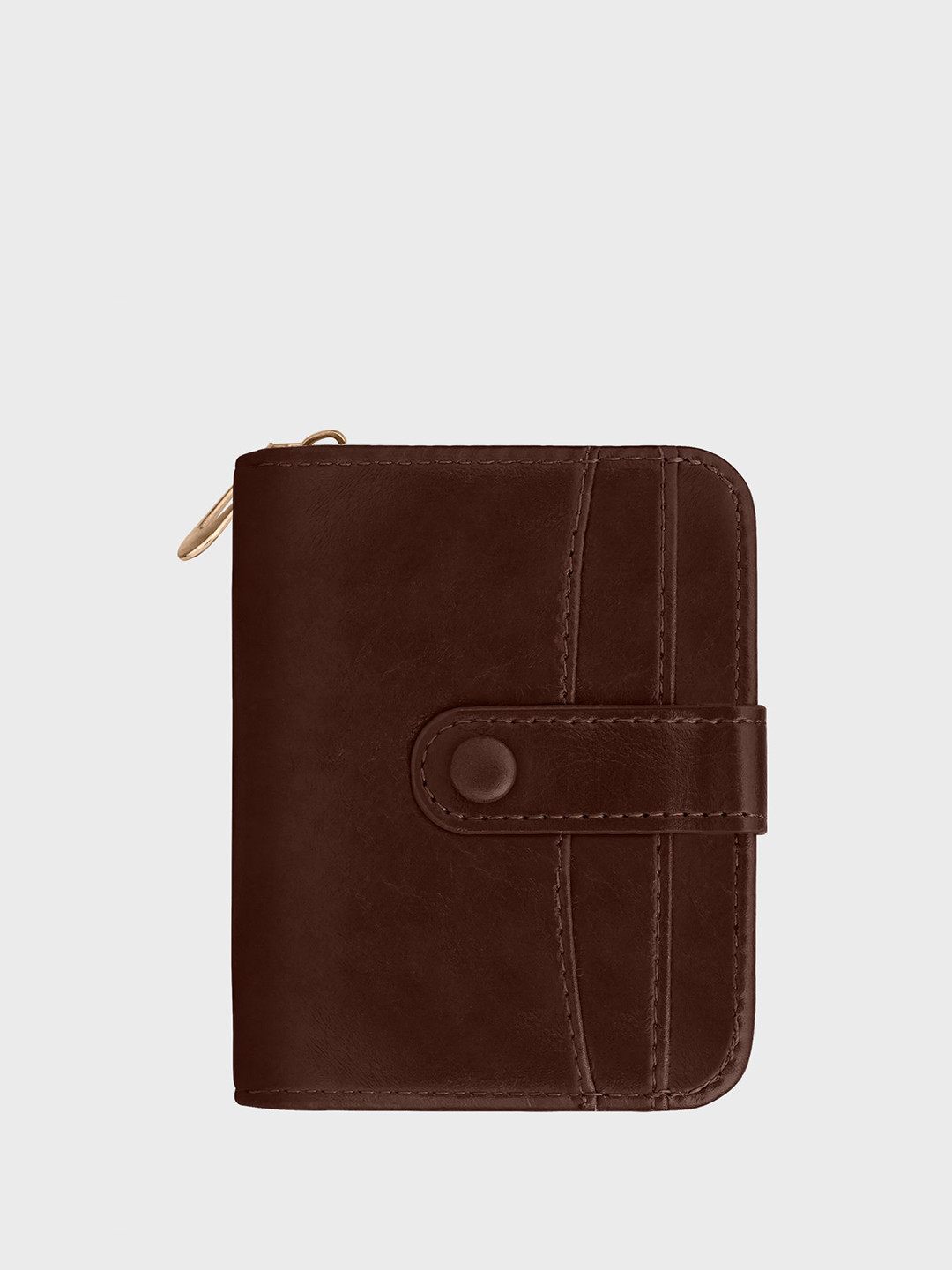 The Wallet Store Unisex Rogue Fold Vegan Leather Zipper Wallet Brown
