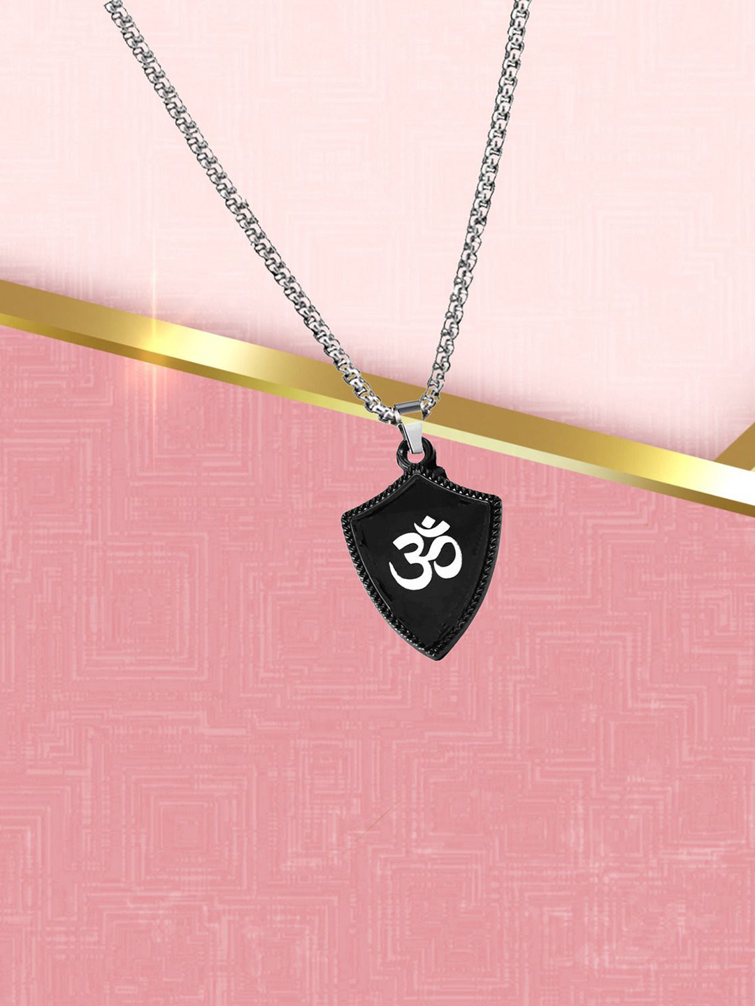 M Men Style Stainless Steel Lord Shiv Om Aum Pendant