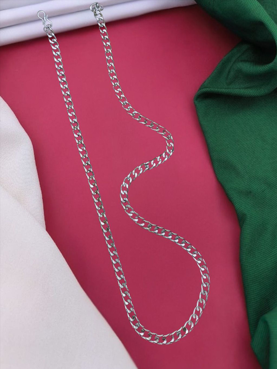 SOLIBELLE Men Silver-Plated Minimal Link Chain