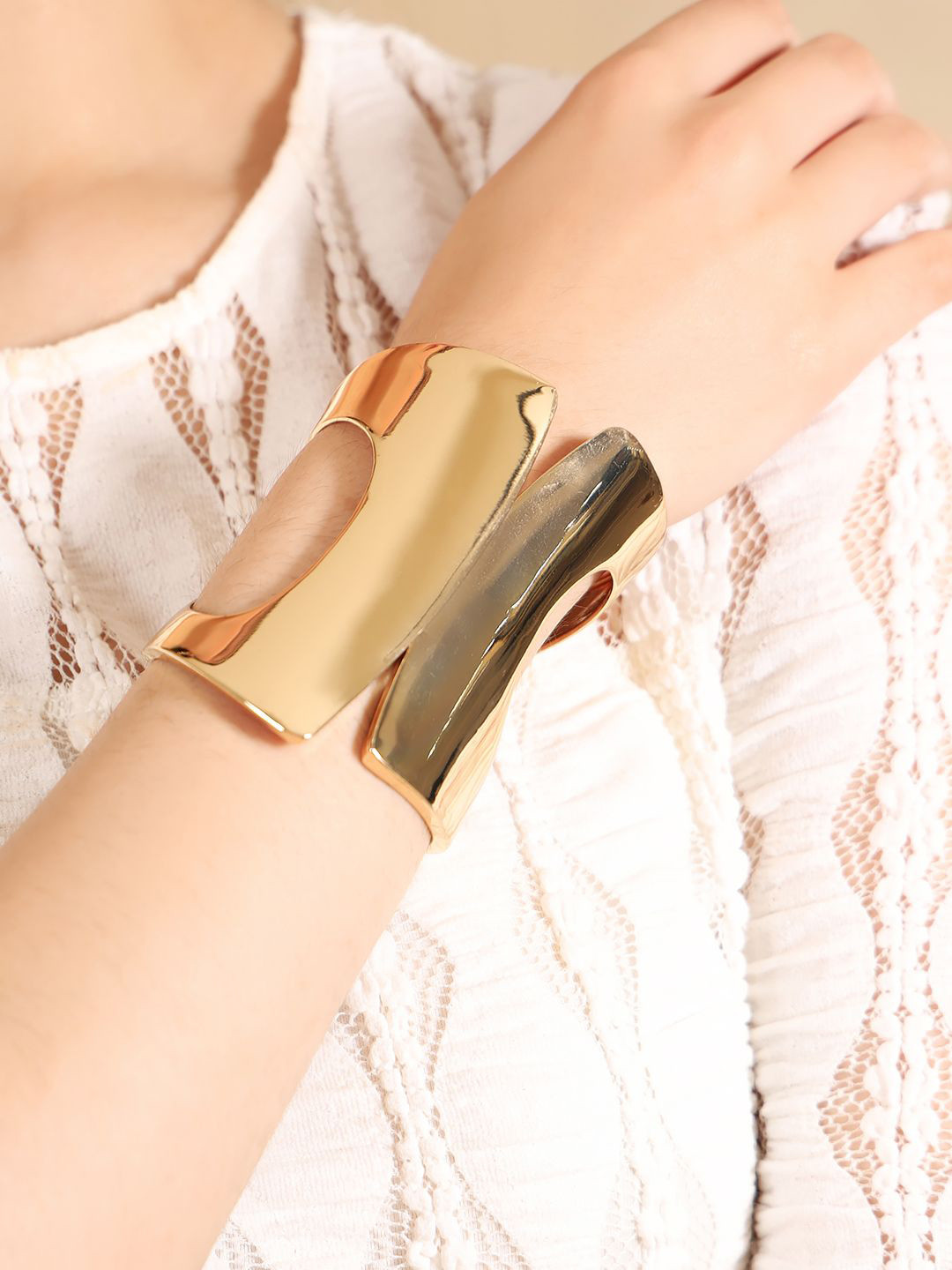 Kazo Women Gold-Plated Chic Chunky Cuff Bracelet