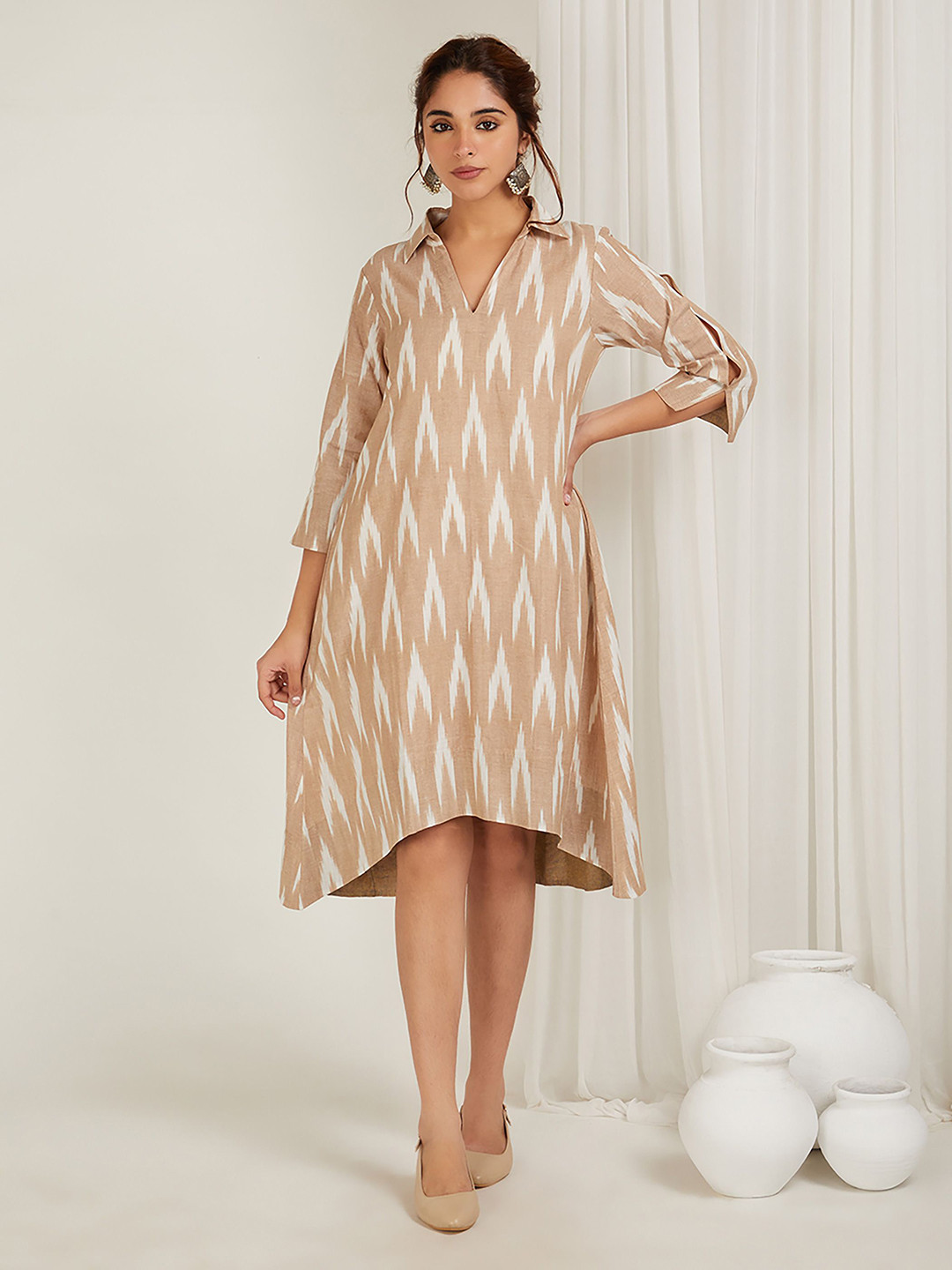 CYAN Printed A-Line Midi Dress