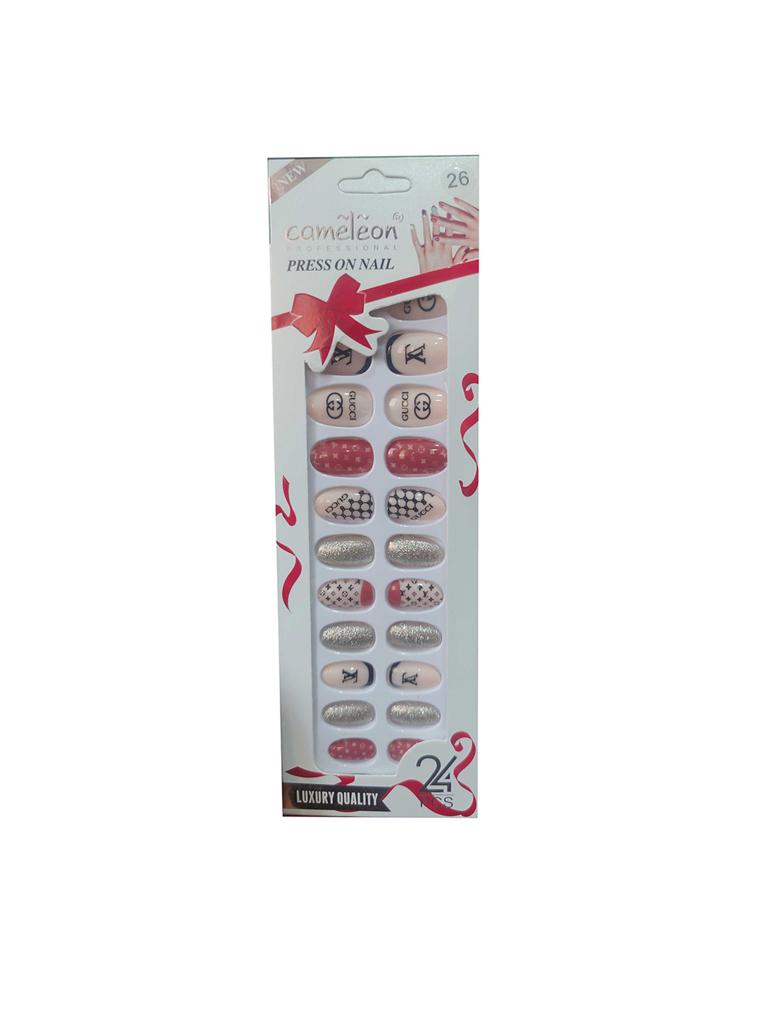Cameleon Press On Nails With Filer & Glue - Tab 26 - 24 Pieces