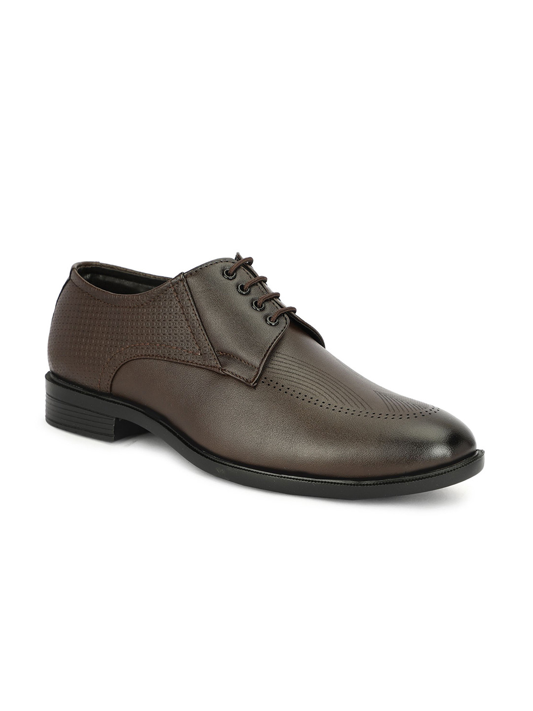 NARKI Men Textured Round Toe Leather Formal Derbys